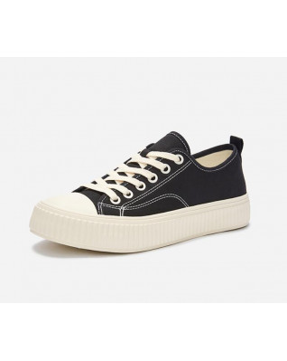 Fashion simple and trendy lace-up all-match thick-soled canvas shoes