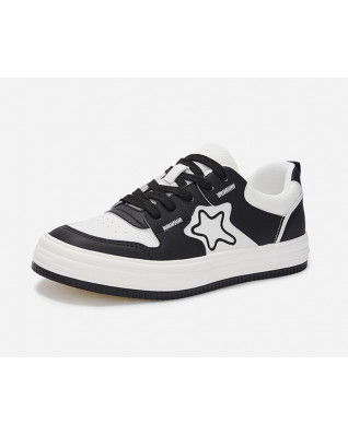 Fashion low top breathable round toe platform color block casual shoes