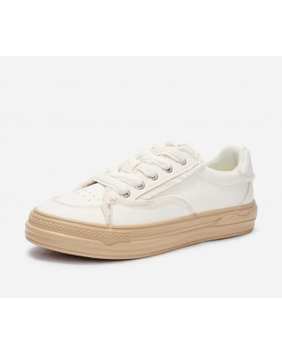 White fashion all-match thick-soled breathable sneakers
